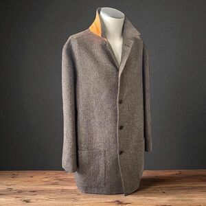 BULLOCK & JONES THOMAS TWEED WOOL TOP COAT JACKET SIZE XL ITALY